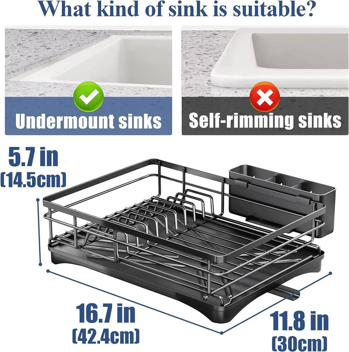 Spacious Kitchen Dish Rack with Drainboard - Rust-Resistant Countertop Drainer with Utensil Holder for Efficient Drying