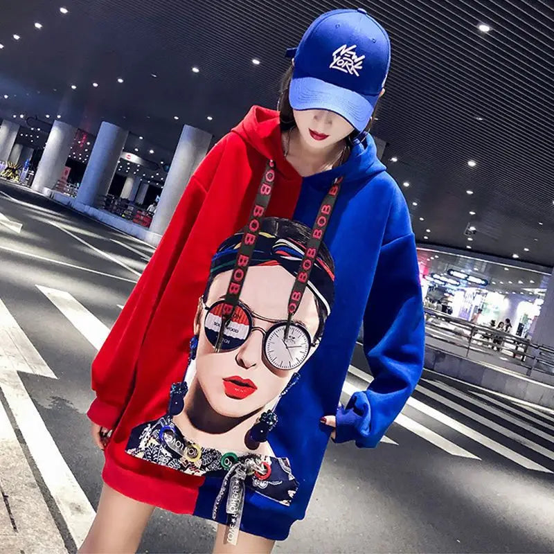 Hoodie Harajuku Style Hoodies for Women Tops Aesthetic Korean Fashion Vintage Graphic Women's Sweat-shirt Spring Autumn Crewneck