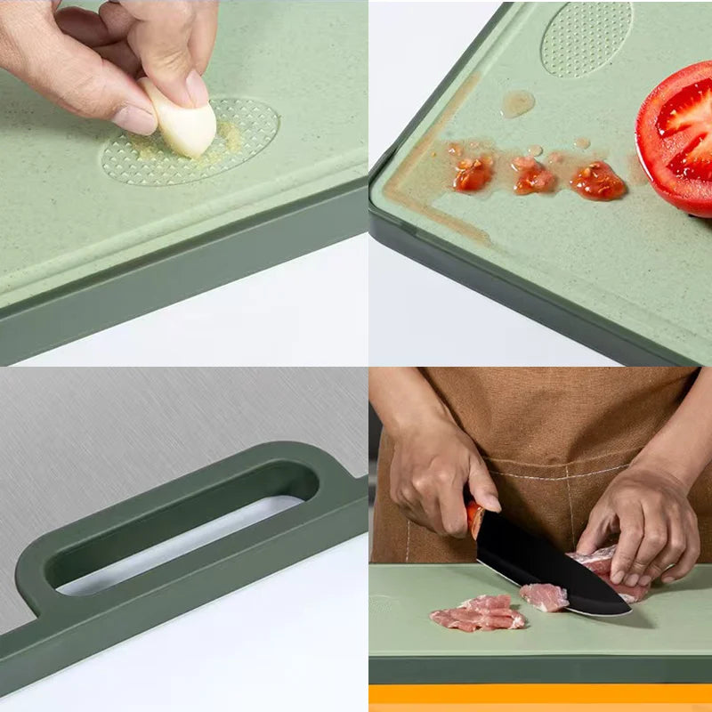 Kitchen Cutting Board Double Sided Cutting Boards for Kitchen Stainless Steel Chopping Board Food Grade Easy To Clean