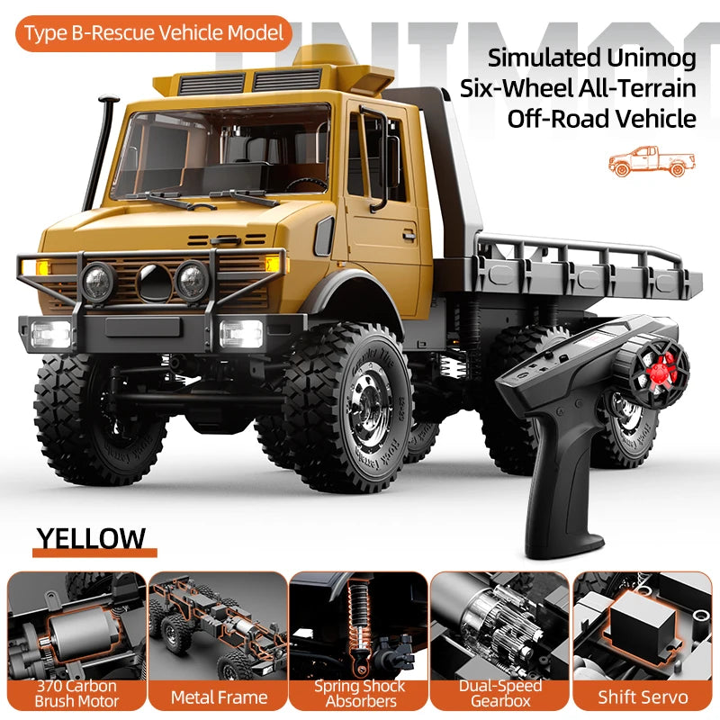 2026 New JJRC C8823 1/18 6x6 Off-Road Rc Car -Metal Chassis Crawler Dual Speed Gearbox 370 Motor Rc Truck RTR Adult Boys' Toys.