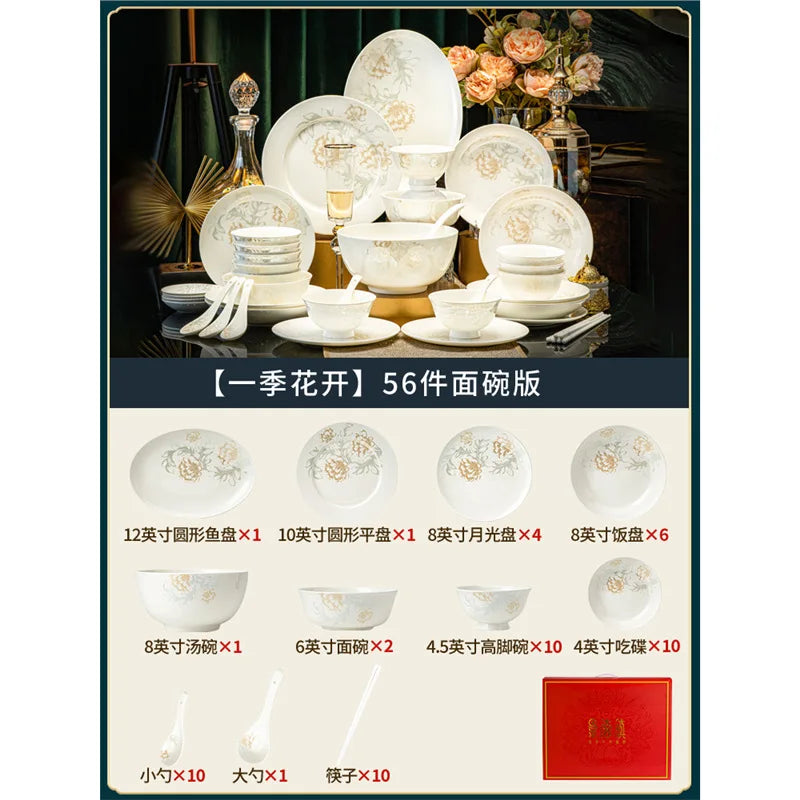 bone china dinnerware set - ceramic plates and bowls