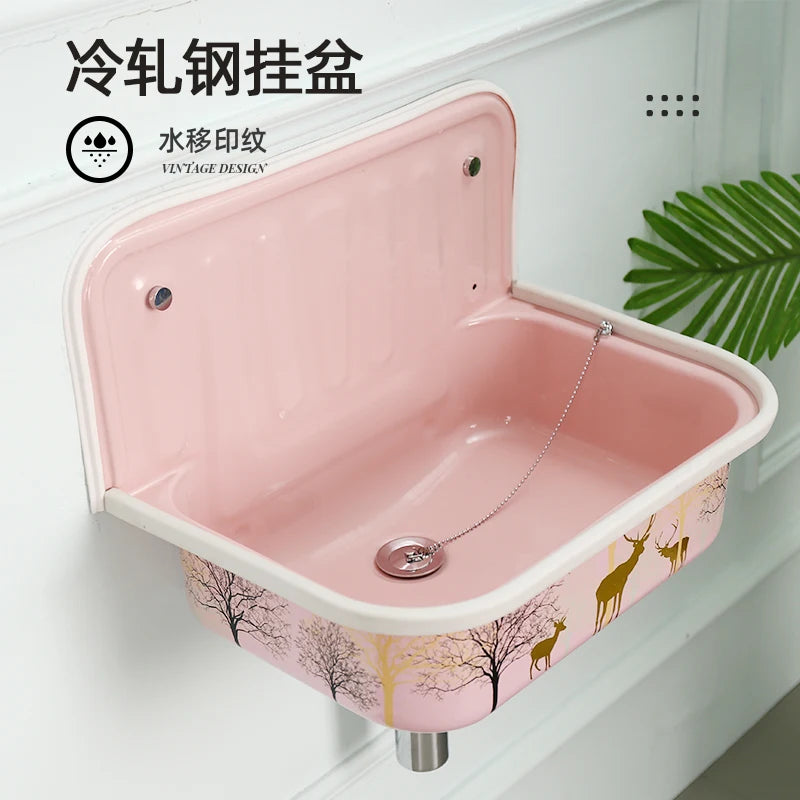 European Wash Basin Retro Bronze Plating Nostalgia Hanging Basin Bathroom Sink Model Room Wash Kitchen Balcony