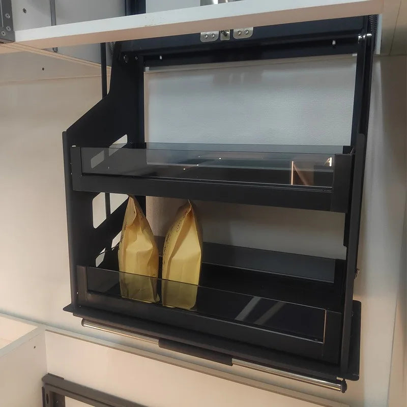 Kitchen Lift Cabinet Pull Basket Pull-down Shelving Cabinets Vertical Lifting of Seasoning Storage Rack Home Kitchen Accessories