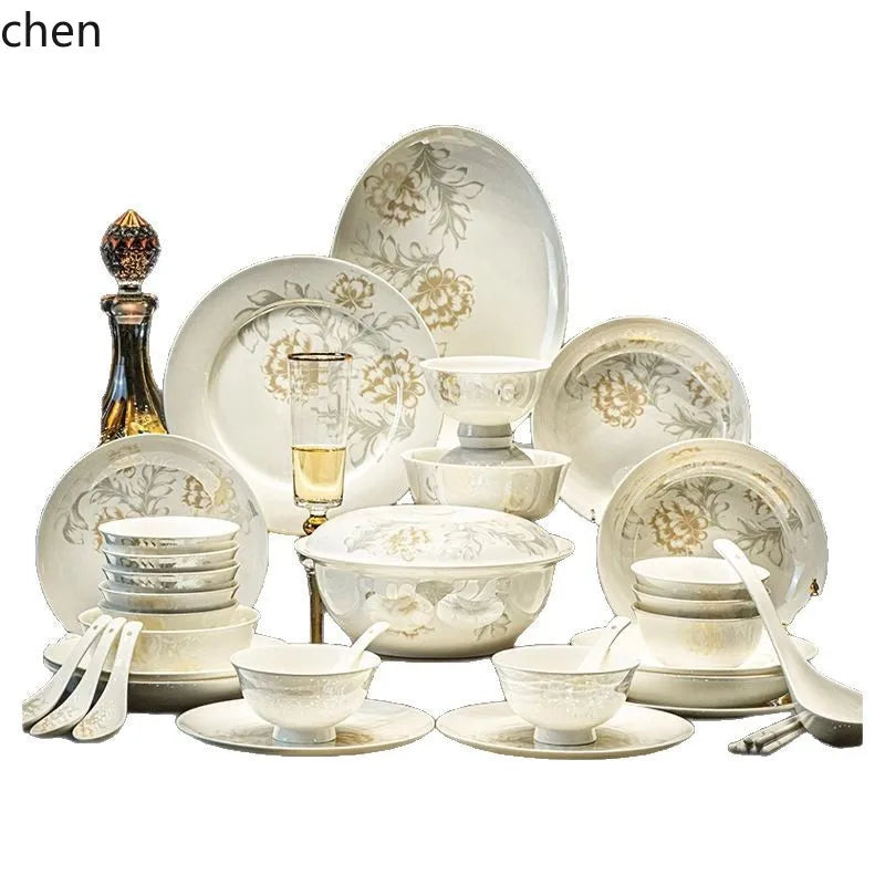 bone china dinnerware set - ceramic plates and bowls