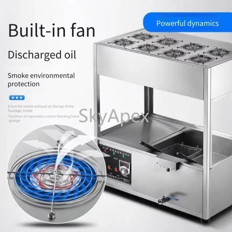 No Oil Fume Commercial Electric Environmental Protection Fryer Potato Twister Fritter  Frying Pan High Efficiency Large Capacity