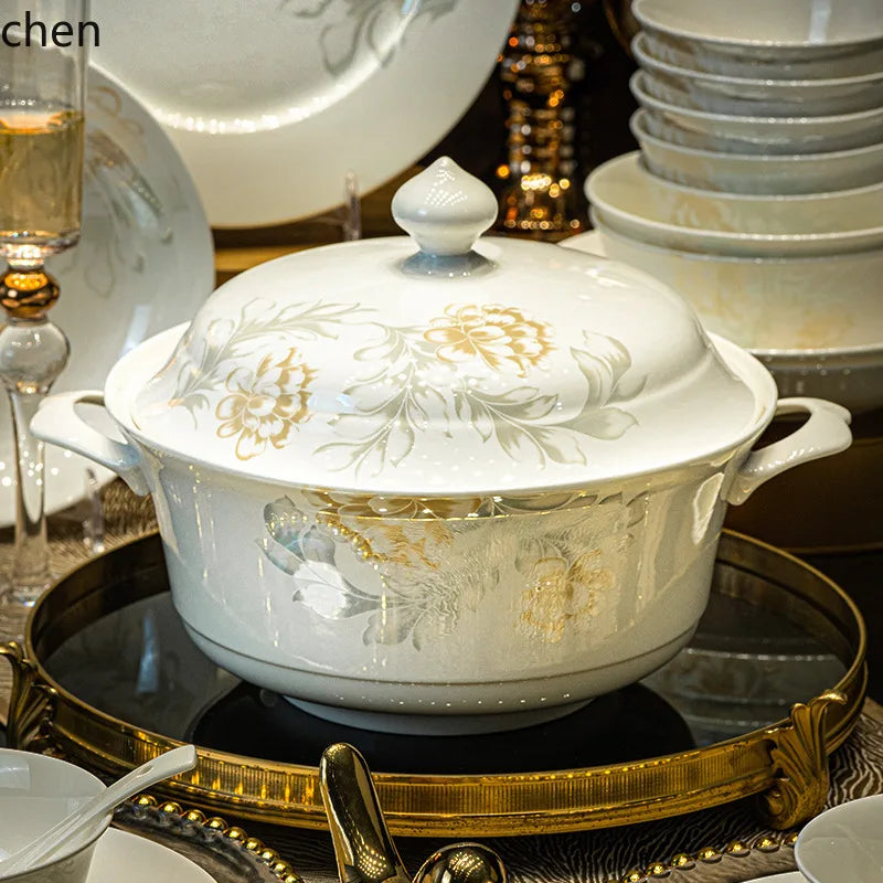 bone china dinnerware set - ceramic plates and bowls