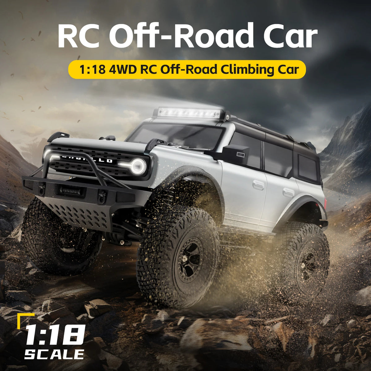 WLtoys 184023 RC Rock Crawler 1/18 4WD Off Road RC Truck with LED Light 2.4GHz Remote Control Two Speed Climbing Vehicle RTR Toy
