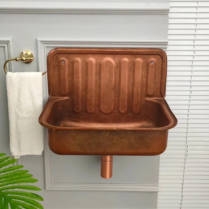 European Wash Basin Retro Bronze Plating Nostalgia Hanging Basin Bathroom Sink Model Room Wash Kitchen Balcony